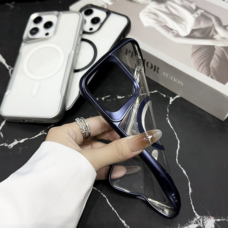 For iPhone 15 Pro Max Blade Electroplating Frosted MagSafe Magnetic Phone Case(Black) by buy2fix