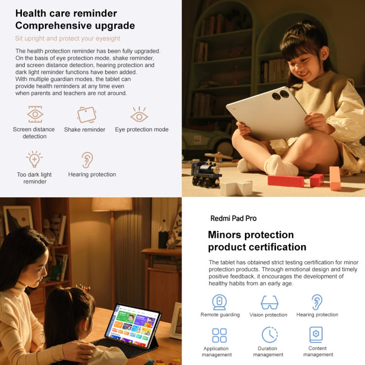 Xiaomi Redmi Pad Pro 12.1 inch Tablet PC, 8GB+256GB, HyperOS Qualcomm Snapdragon 7s Gen2 Octa Core, 10000mAh Battery(Cyan) by Xiaomi