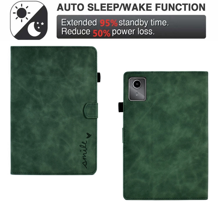 For Lenovo Tab M11 / Xiaoxin Pad 11 2024 Smile Embossed Smart Leather Tablet Case(Green) by buy2fix