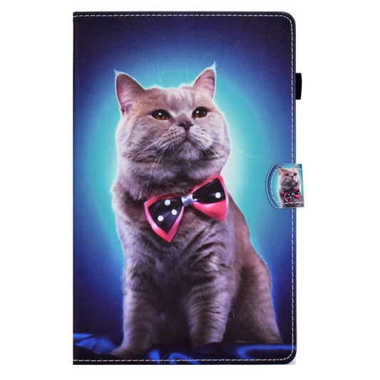 For Lenovo Tab M11 / Xiaoxin Pad 11 2024 Colored Drawing Sewing Pen Slot Leather Tablet Case(Bow Tie Cat) by buy2fix