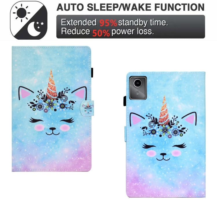 For Lenovo Tab M11 / Xiaoxin Pad 11 2024 Colored Drawing Sewing Pen Slot Leather Tablet Case(Wildebeest) by buy2fix