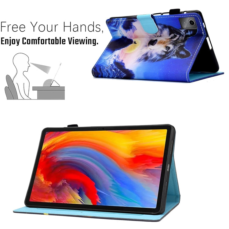For Lenovo Tab M11 / Xiaoxin Pad 11 2024 Colored Drawing Sewing Pen Slot Leather Tablet Case(Wolf) by buy2fix