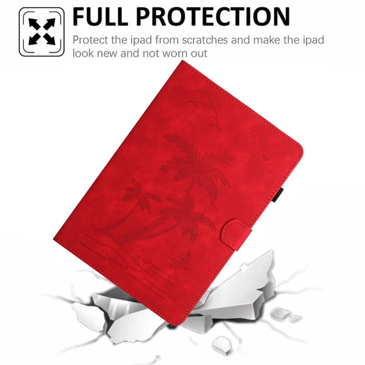 For iPad 2025 / 2022 Coconut Tree Embossed Smart Leather Tablet Case(Red) - iPad 2025 / 2022 Cases by buy2fix | Online Shopping UK | buy2fix