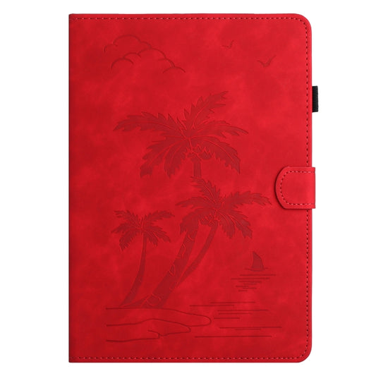 For iPad Pro 11 2025 / 2024 Coconut Tree Embossed Smart Leather Tablet Case(Red) by buy2fix