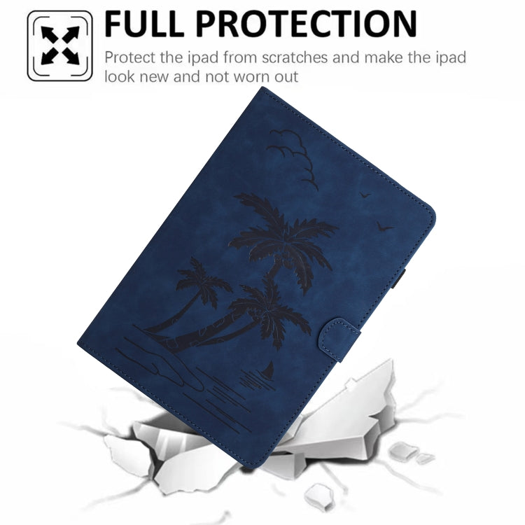 For Samsung Galaxy Tab S8 X700/X706 Coconut Tree Embossed Smart Leather Tablet Case(Blue) by buy2fix