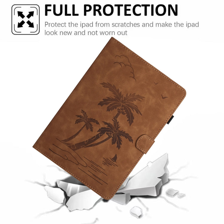 For Samsung Galaxy Tab S8 X700/X706 Coconut Tree Embossed Smart Leather Tablet Case(Brown) by buy2fix