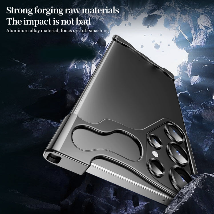 For Samsung Galaxy S24 Ultra 5G Frameless Metal Corner Pad Phone Case with Lens Film(Silver) by buy2fix