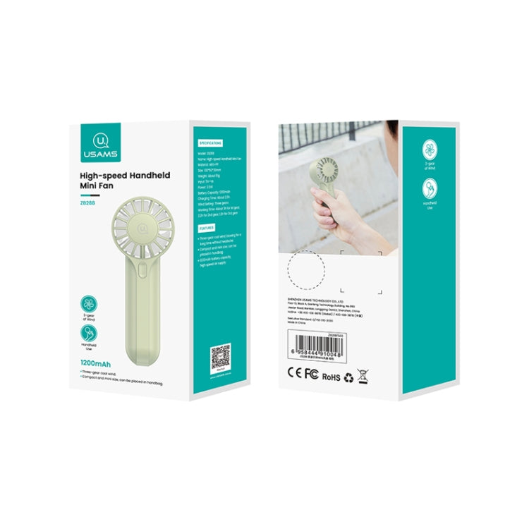 USAMS ZB288 Portable Type-C Rechargeable High Speed Handheld Mini Fan(Black) by USAMS