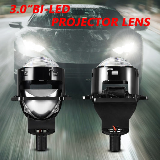 T01 1 Pair 3 inch Car Bifocal LED Lens Headlight, Left Driving (Black) by buy2fix