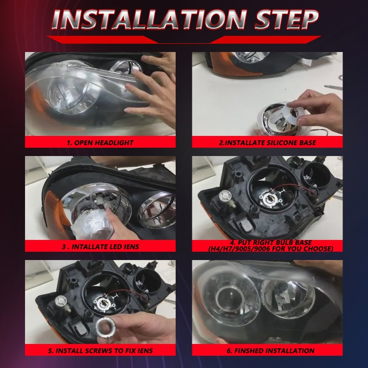 T01 1 Pair 3 inch Car Bifocal LED Lens Headlight, Left Driving (Black) by buy2fix