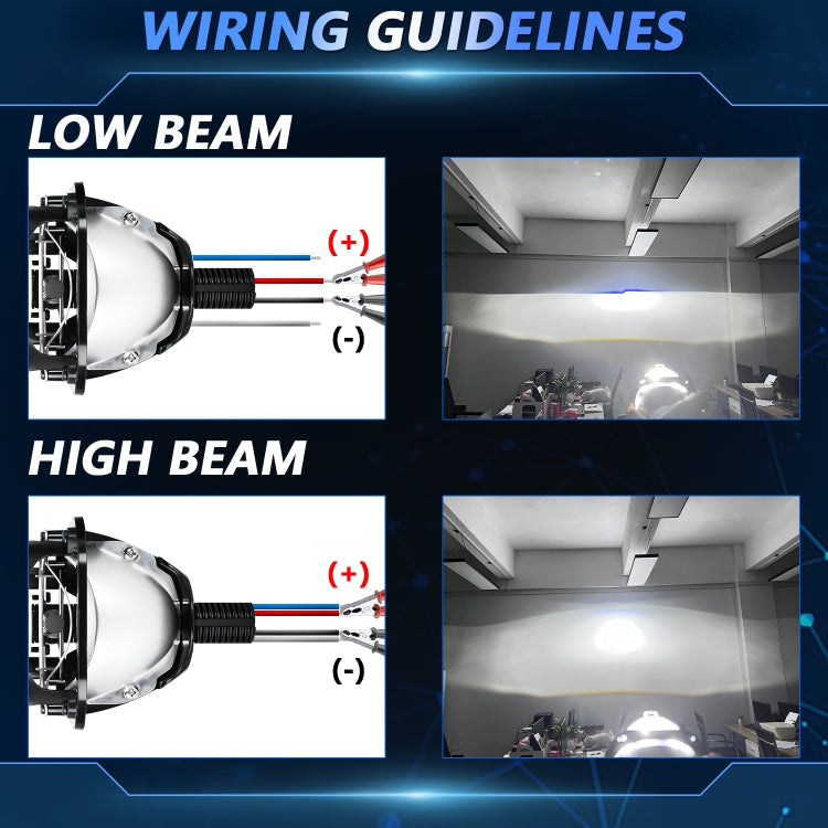 T02 1 Pair 2.5 inch Car Bifocal LED Lens Headlight, Left Driving(Black) by buy2fix
