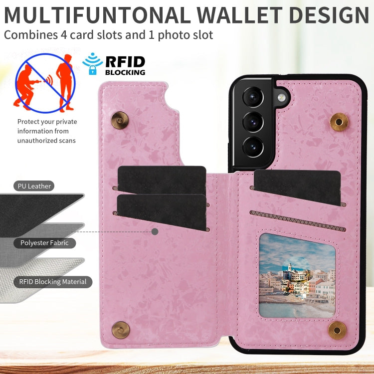 For Samsung Galaxy S21 5G Printed Double Buckle RFID Anti-theft Phone Case(Dried Flower World) by buy2fix