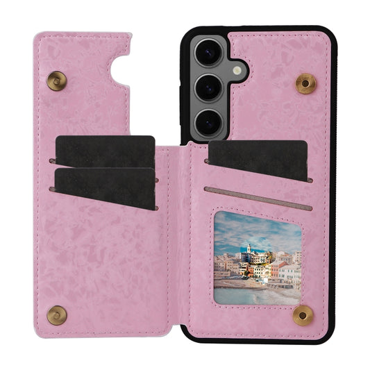 For Samsung Galaxy S25+ 5G Printed Double Buckle RFID Anti-theft Phone Case(Pastoral Rose) by buy2fix