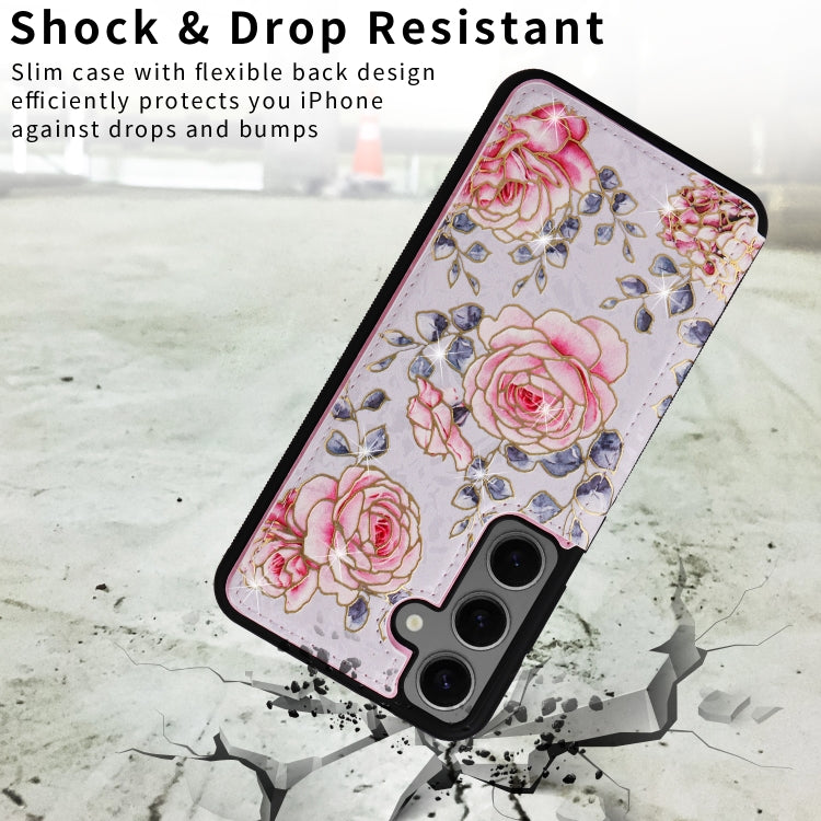 For Samsung Galaxy S25+ 5G Printed Double Buckle RFID Anti-theft Phone Case(Pastoral Rose) by buy2fix