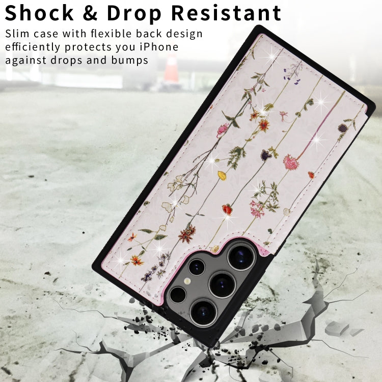 For Samsung Galaxy S25 Ultra 5G Printed Double Buckle RFID Anti-theft Phone Case(Dried Flower World) by buy2fix