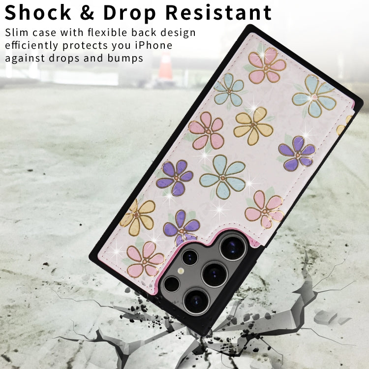 For Samsung Galaxy S25 Ultra 5G Printed Double Buckle RFID Anti-theft Phone Case(Blossoming Flowers) by buy2fix