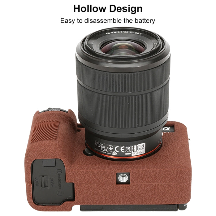 For Sony ILCE-7CM2 / A7C II / A7CR Litchi Texture Soft Silicone Protective Case(Coffee) by buy2fix