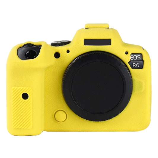 For Canon EOS R6 Mark II Litchi Texture Soft Silicone Protective Case(Yellow) by buy2fix
