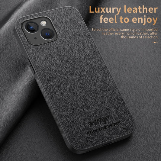For iPhone 15 Plus HUIYI Leather Magnetic Phone Case(Grey) by buy2fix