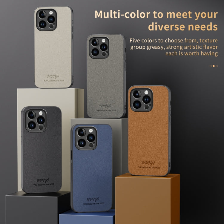 For iPhone 13 Pro HUIYI Leather Magnetic Phone Case(Blue) by buy2fix