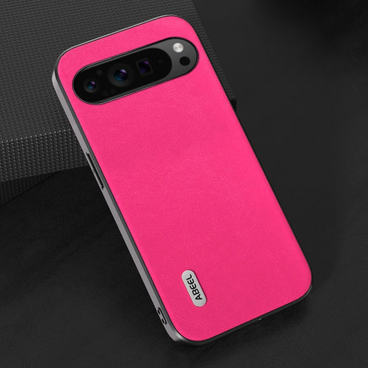 For Google Pixel 9 Pro ABEEL Arashi Texture PU Phone Case(Rose Red) by buy2fix