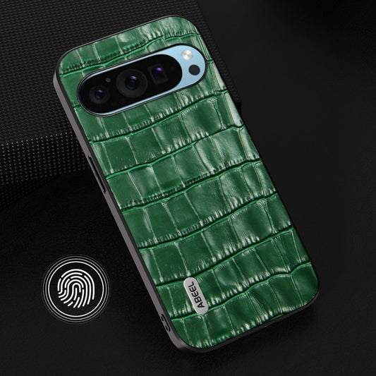 For Google Pixel 9 ABEEL Crocodile Texture Genuine Leather Phone Case(Green) by buy2fix