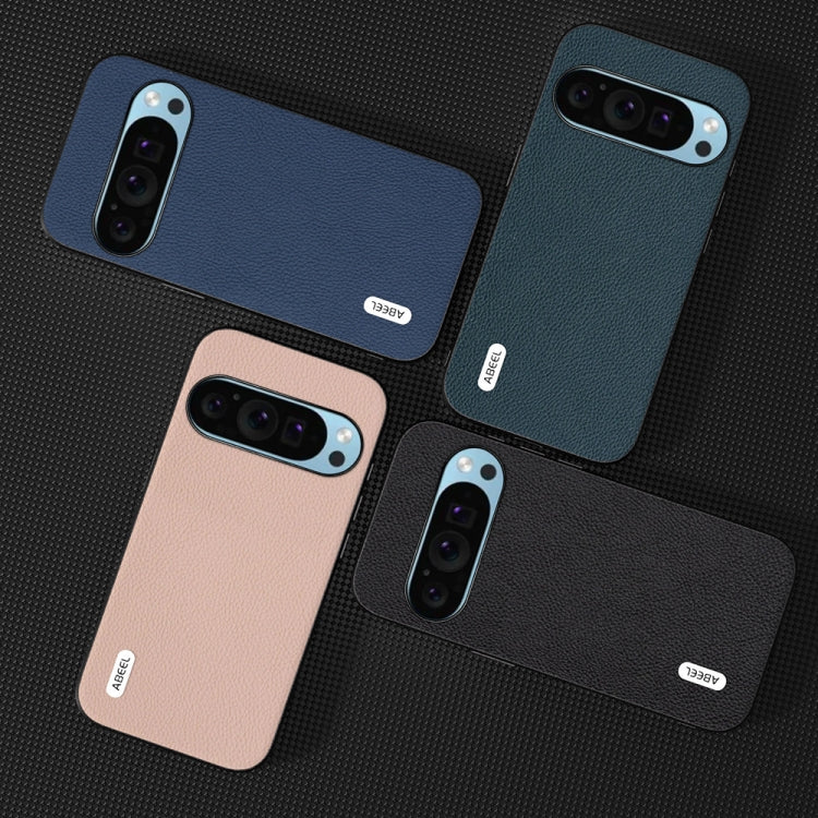 For Google Pixel 9 ABEEL Genuine Leather + PC Litchi Texture Phone Case(Black) by buy2fix
