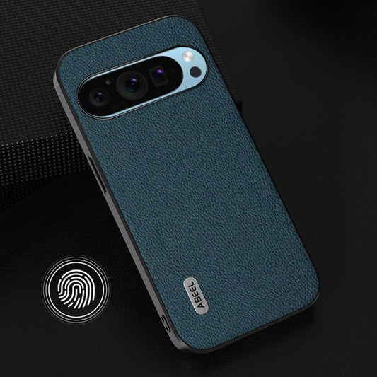 For Google Pixel 9 Pro ABEEL Genuine Leather + PC Litchi Texture Phone Case(Green) by buy2fix