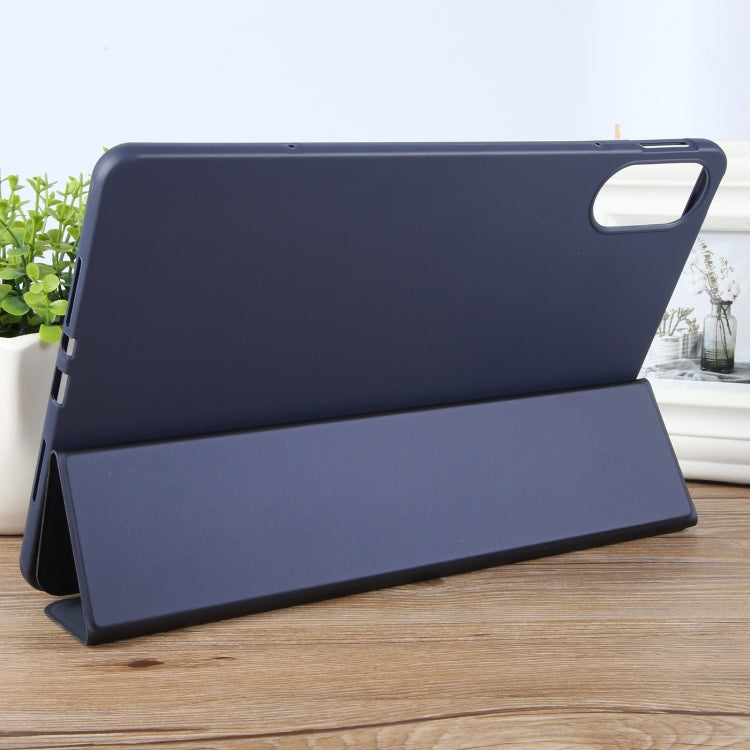 For Huawei MatePad SE 11 2024 Tri-fold Silicone Leather Tablet Case(Dark Blue) by buy2fix