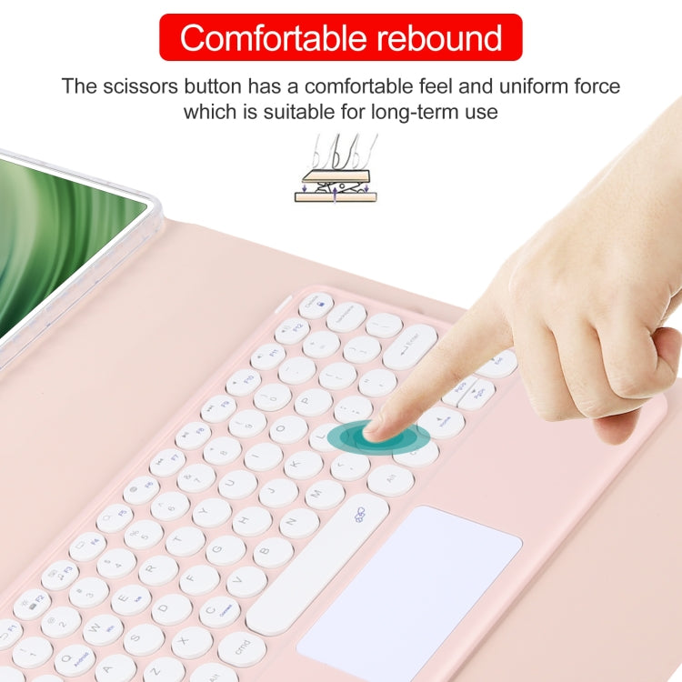 For Huawei MatePad Pro 11 2024 / 2022 Round Button Bluetooth Keyboard Rotatable Holder Leather Case with Touchpad(Rose Gold) by buy2fix