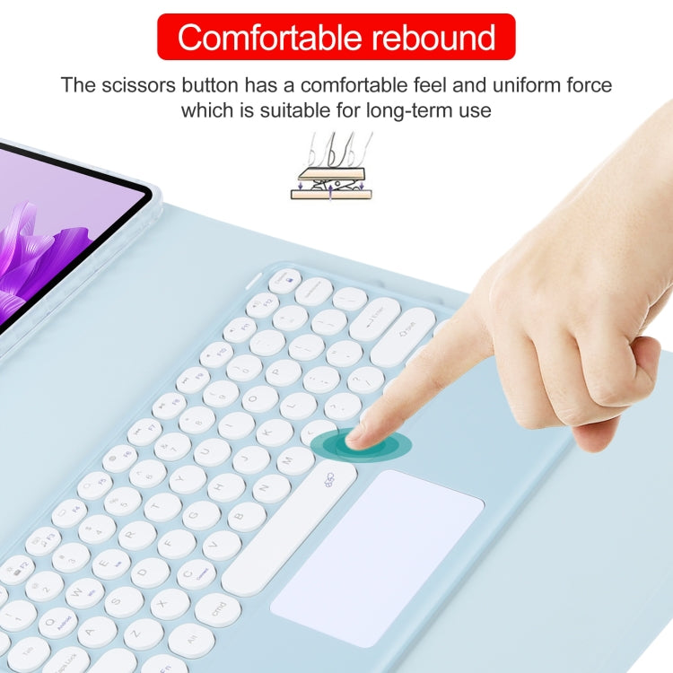 For Huawei MatePad Air 11.5 Round Button Bluetooth Keyboard Rotatable Holder Leather Case with Touchpad(Sky Blue) by buy2fix