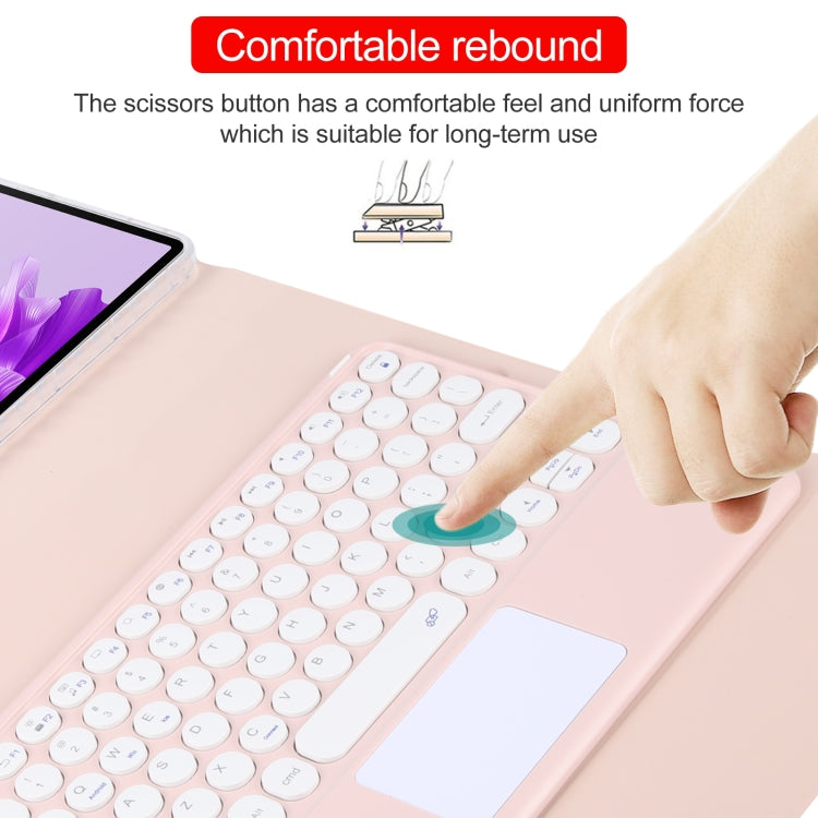 For Huawei MatePad Air 11.5 Round Button Bluetooth Keyboard Rotatable Holder Leather Case with Touchpad(Rose Gold) by buy2fix