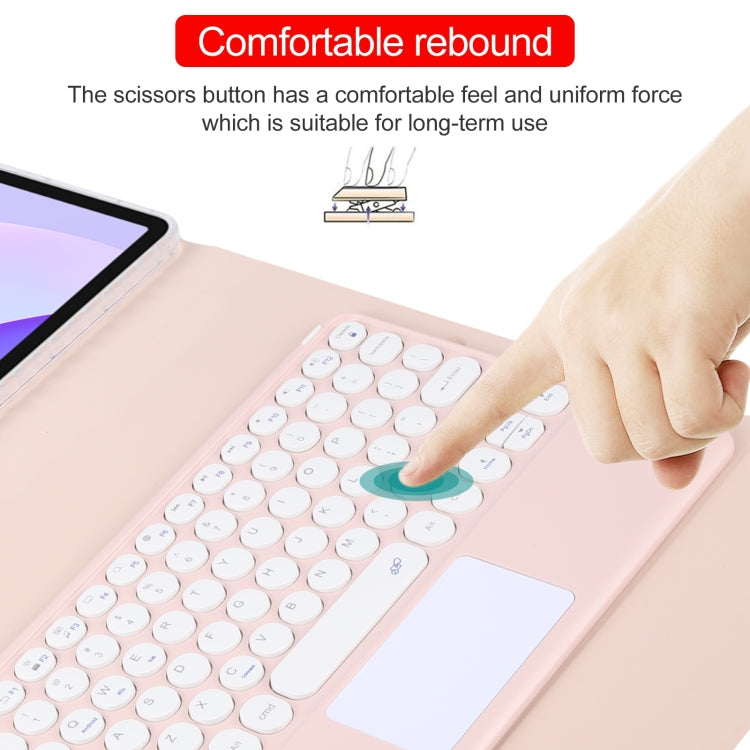 For Huawei MatePad 11 2023 / 2021 Round Button Bluetooth Keyboard Rotatable Holder Leather Case with Touchpad(Rose Gold) by buy2fix