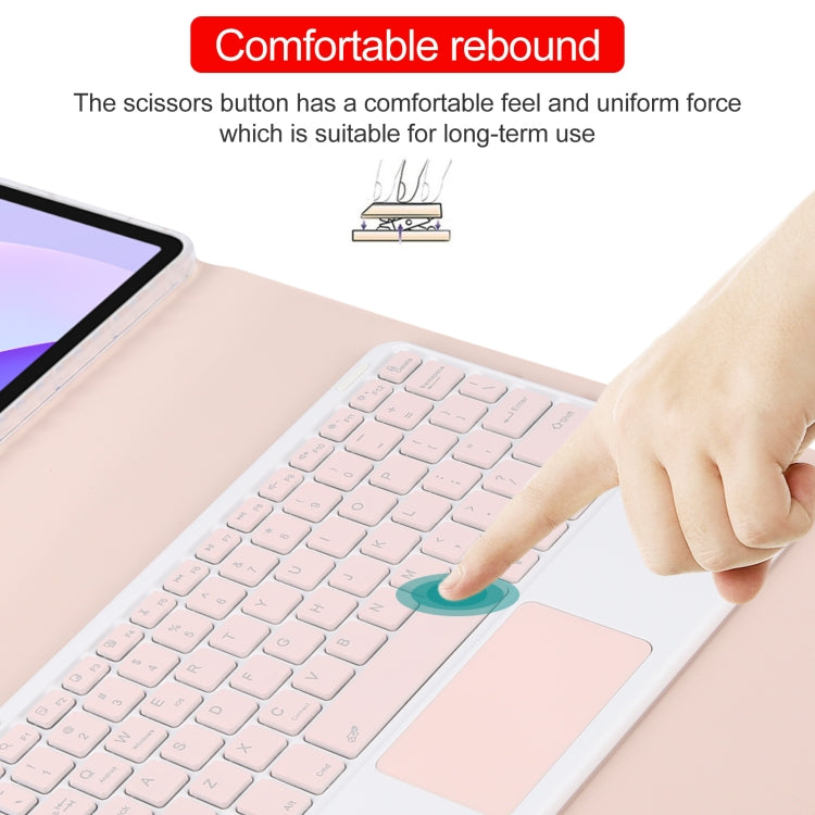 For Huawei MatePad 11 2023 / 2021 Square Button Bluetooth Keyboard Rotatable Holder Leather Case with Touchpad(Rose Gold) by buy2fix