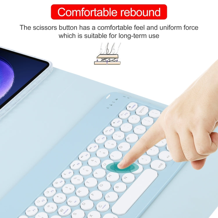 For Xiaomi Pad 6 Round Button Bluetooth Keyboard Rotatable Holder Leather Case(Sky Blue) by buy2fix