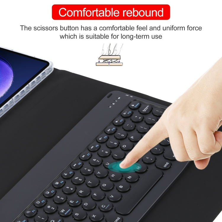 For Xiaomi Pad 6 Round Button Bluetooth Keyboard Rotatable Holder Leather Case(Black) by buy2fix