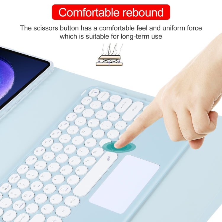 For Xiaomi Pad 6 Round Button Bluetooth Keyboard Rotatable Holder Leather Case with Touchpad(Sky Blue) by buy2fix
