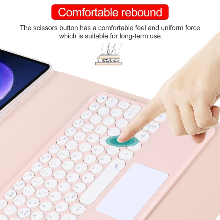 For Xiaomi Pad 6 Round Button Bluetooth Keyboard Rotatable Holder Leather Case with Touchpad(Rose Gold) by buy2fix