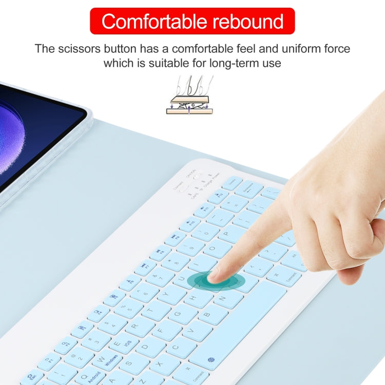 For Xiaomi Pad 6 Square Button Bluetooth Keyboard Rotatable Holder Leather Case(Sky Blue) by buy2fix