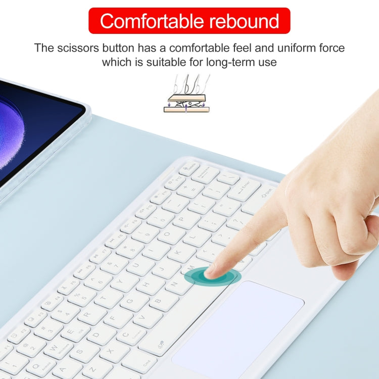 For Xiaomi Pad 6 Square Button Bluetooth Keyboard Rotatable Holder Leather Case with Touchpad(Sky Blue) by buy2fix