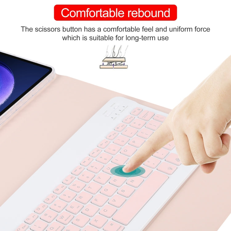 For Xiaomi Pad 6 Square Button Backlight Bluetooth Keyboard Rotatable Holder Leather Case(Rose Gold) by buy2fix