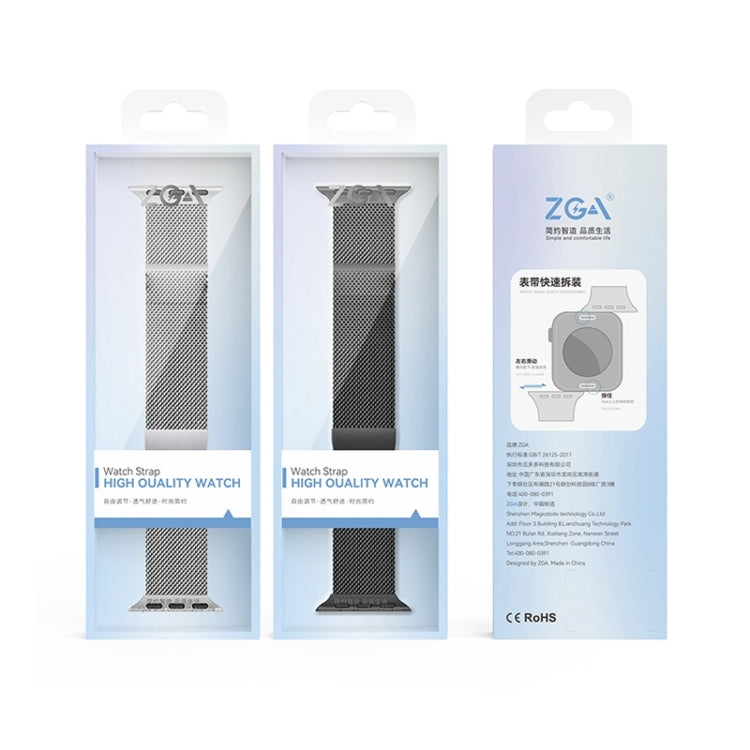For Apple Watch SE 2022 44mm ZGA Milanese Magnetic Metal Watch Band(Black) by ZGA