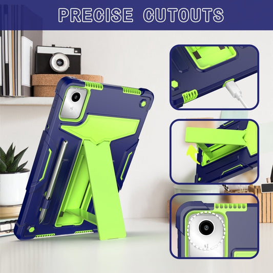 For Lenovo Tab M11/ Xiaoxin Pad 11 2024 T Holder Robot Silicone Hybrid PC Tablet Case(Navy Yellow Green) by buy2fix