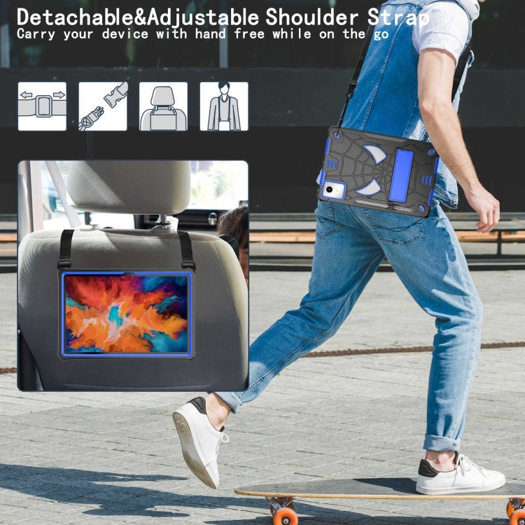 For Lenovo Tab M11/ Xiaoxin Pad 11 2024 Fold-Holder Spider Silicone Hybrid PC Tablet Case(Back Blue) by buy2fix