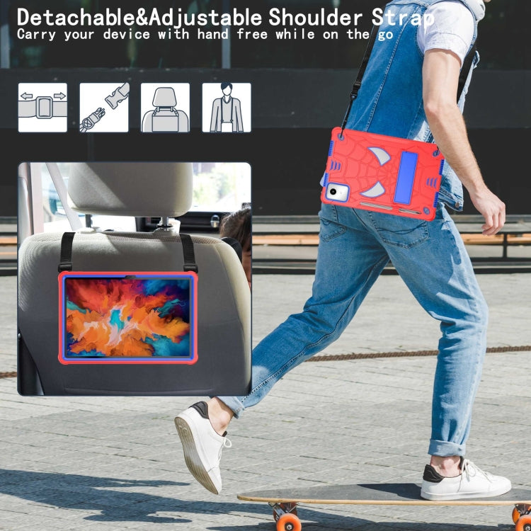 For Lenovo Tab M11/ Xiaoxin Pad 11 2024 Fold-Holder Spider Silicone Hybrid PC Tablet Case(Red Blue) by buy2fix