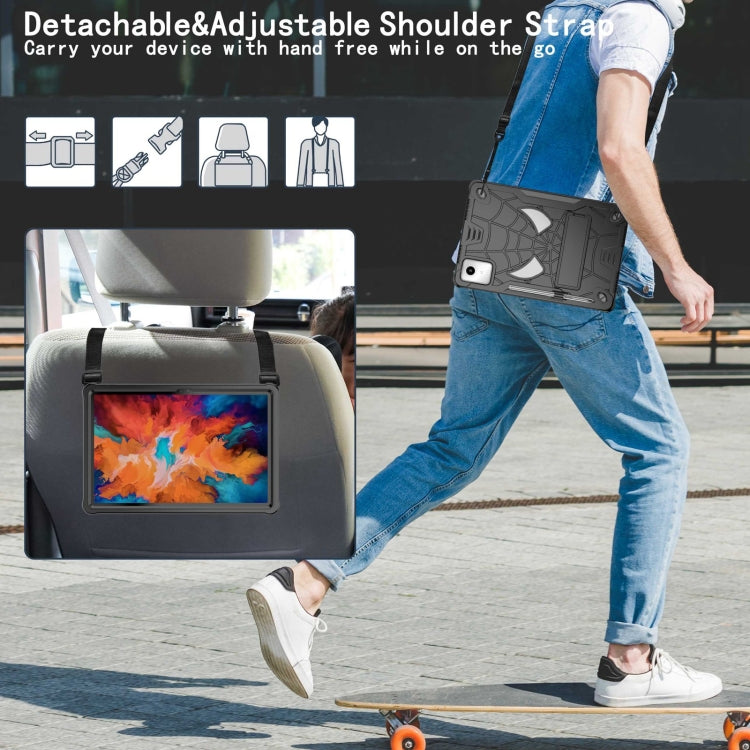 For Lenovo Tab M11/ Xiaoxin Pad 11 2024 Fold-Holder Spider Silicone Hybrid PC Tablet Case(Black) by buy2fix