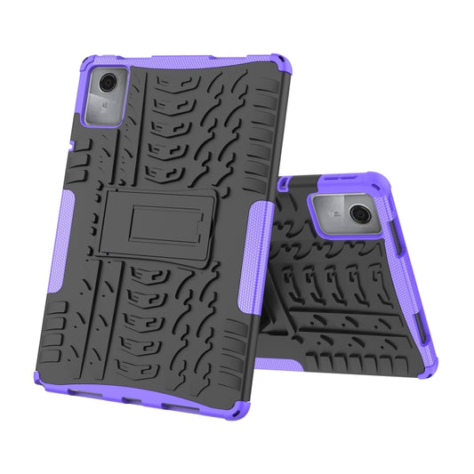For Lenovo Tab M11/ Xiaoxin Pad 11 2024 Tire Texture TPU Hybrid PC Tablet Case with Holder(Purple) by buy2fix
