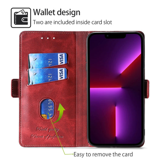 For Motorola Moto G Play 4G 2024 Contrast Color Side Buckle Leather Phone Case(Red + Black) by buy2fix