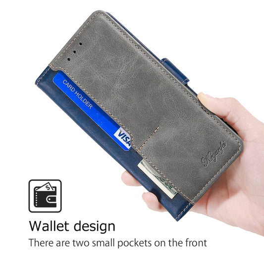 For Motorola Edge 5G 2024 Contrast Color Side Buckle Leather Phone Case(Blue + Grey) by buy2fix