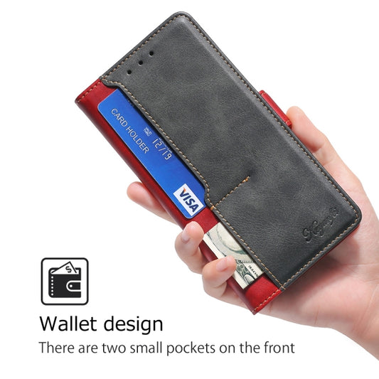 For Motorola Edge 5G 2024 Contrast Color Side Buckle Leather Phone Case(Red + Black) by buy2fix